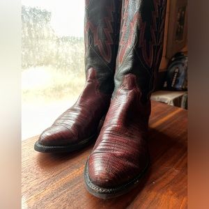 Vintage Panhandle Slim Lizard Skin Leather Cowboy Boots Womens 8
